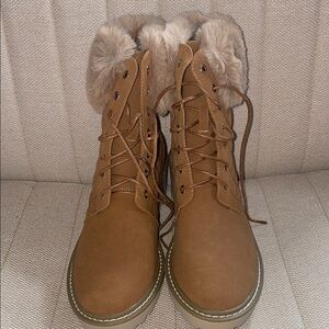 Nicole Miller Tan Fur-Lined Boots